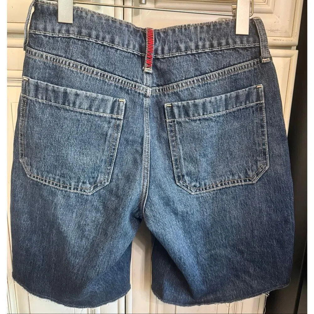 HOLLISTER Women's Low Rise Baggy Jort Raw Hem Denim Shorts Blue Size 000/W23